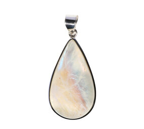Zilveren hanger maansteen (regenboog) | druppel 3,9 x 2,2 cm Zilveren hanger maansteen (regenboog) | druppel 3,9 x 2,2 cm