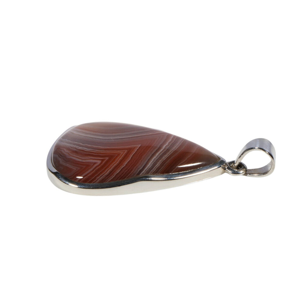 Zilveren hanger agaat (Botswana) | druppel 3,3 x 2,3 cm