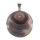 Zilveren hanger agaat (Botswana) | rond 3,5 cm Zilveren hanger agaat (Botswana) | rond 3,5 cm