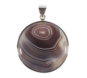 Zilveren hanger agaat (Botswana) | rond 3,5 cm Zilveren hanger agaat (Botswana) | rond 3,5 cm