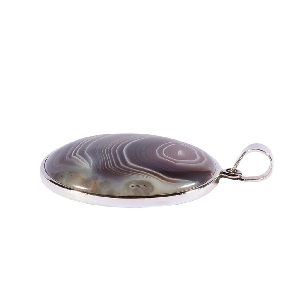 Zilveren hanger agaat (Botswana) | rond 3,5 cm Zilveren hanger agaat (Botswana) | rond 3,5 cm