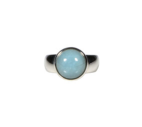 Zilveren ring aquamarijn maat 19 1/2 | rond 1,1 cm Zilveren ring aquamarijn maat 19 1/2 | rond 1,1 cm