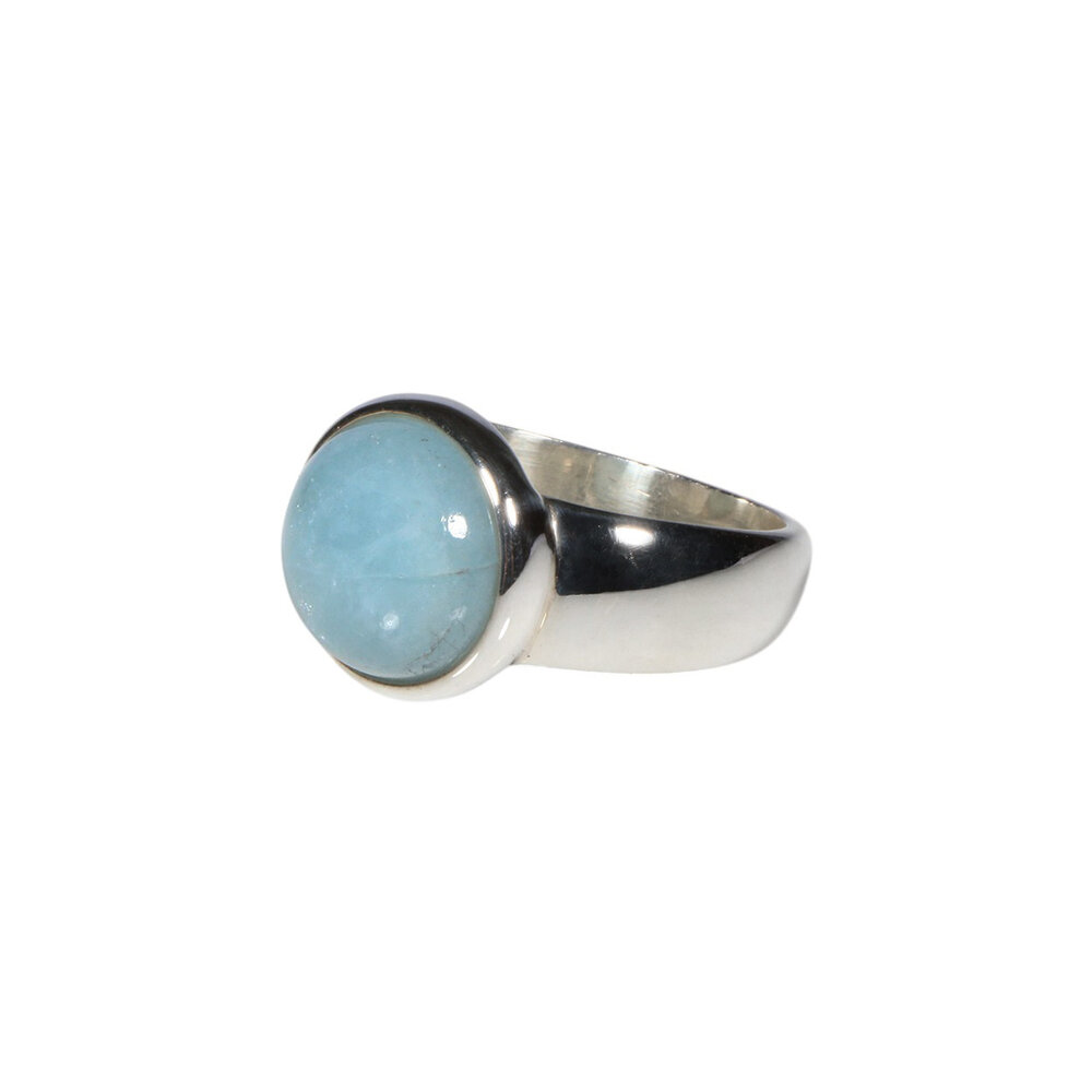 Zilveren ring aquamarijn maat 19 1/2 | rond 1,1 cm Zilveren ring aquamarijn maat 19 1/2 | rond 1,1 cm