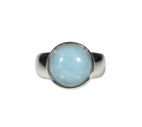 Zilveren ring aquamarijn maat 17 1/2 | rond 1,9 cm Zilveren ring aquamarijn maat 17 1/2 | rond 1,9 cm