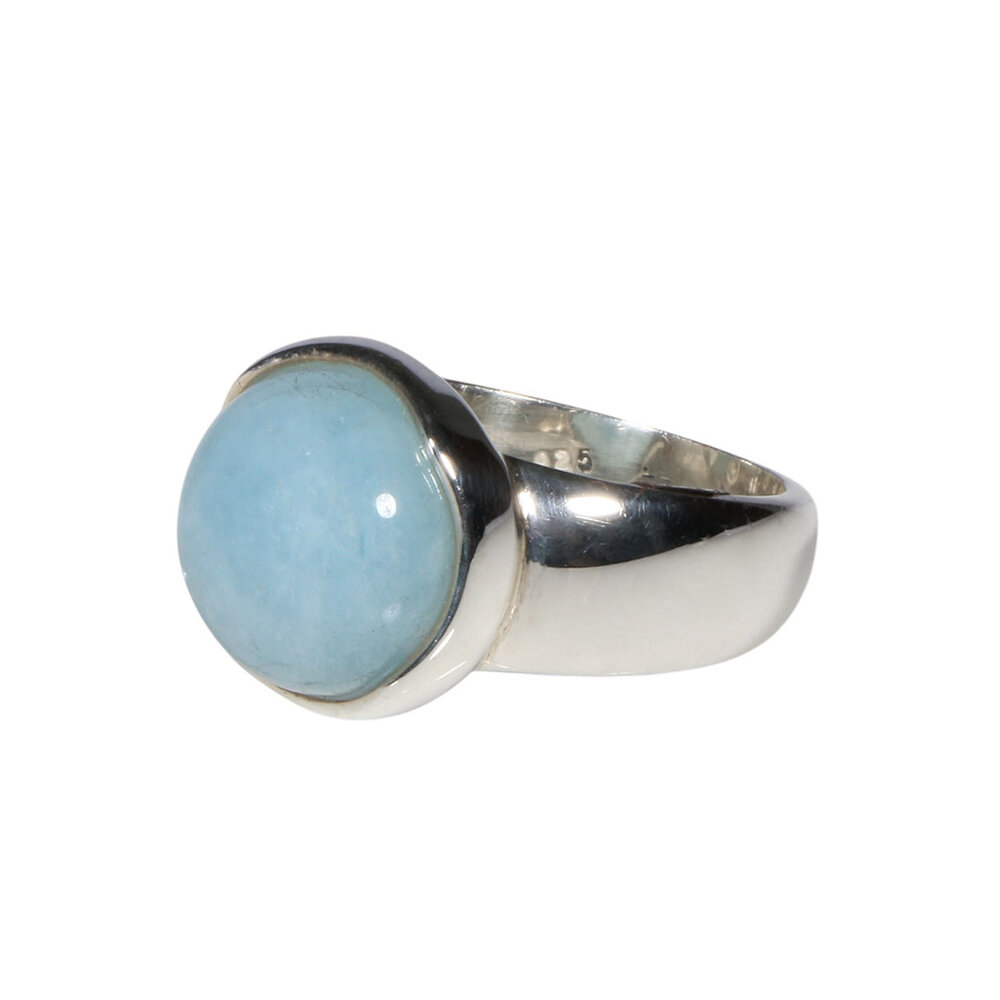 Zilveren ring aquamarijn maat 17 1/2 | rond 1,9 cm Zilveren ring aquamarijn maat 17 1/2 | rond 1,9 cm