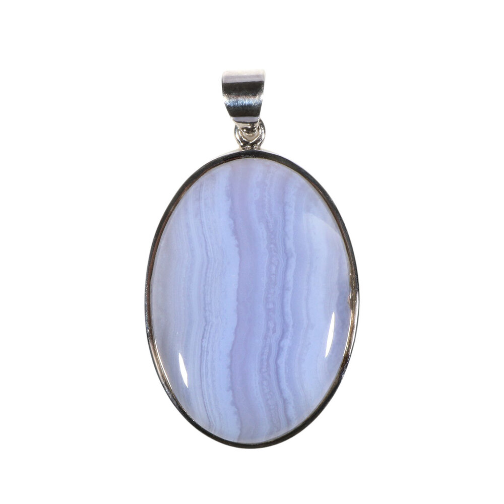 Zilveren hanger chalcedoon | ovaal 3,7 x 2,6 cm Zilveren hanger chalcedoon | ovaal 3,7 x 2,6 cm