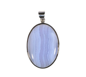 Zilveren hanger chalcedoon | ovaal 3,7 x 2,6 cm Zilveren hanger chalcedoon | ovaal 3,7 x 2,6 cm