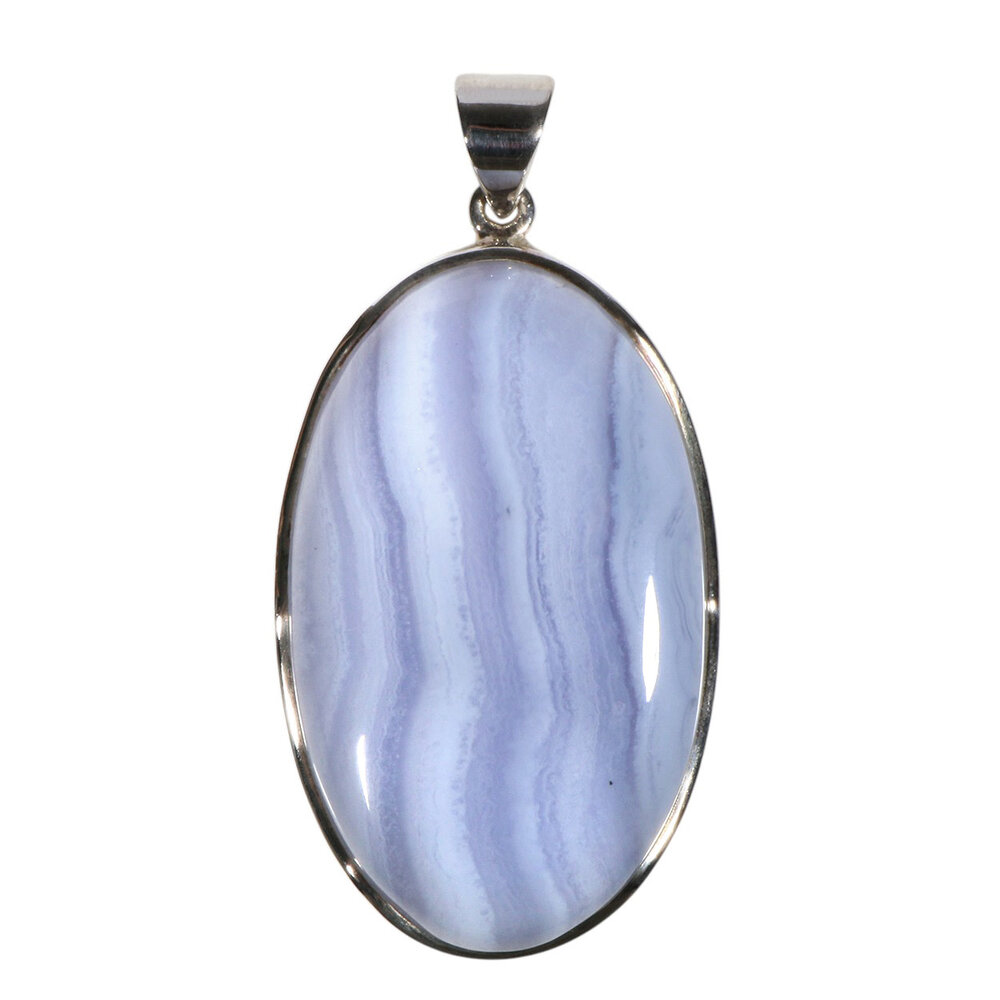 Zilveren hanger chalcedoon | ovaal 4,2 x 2,5 cm