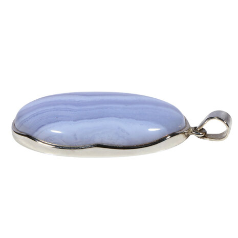 Zilveren hanger chalcedoon | ovaal 4,2 x 2,5 cm