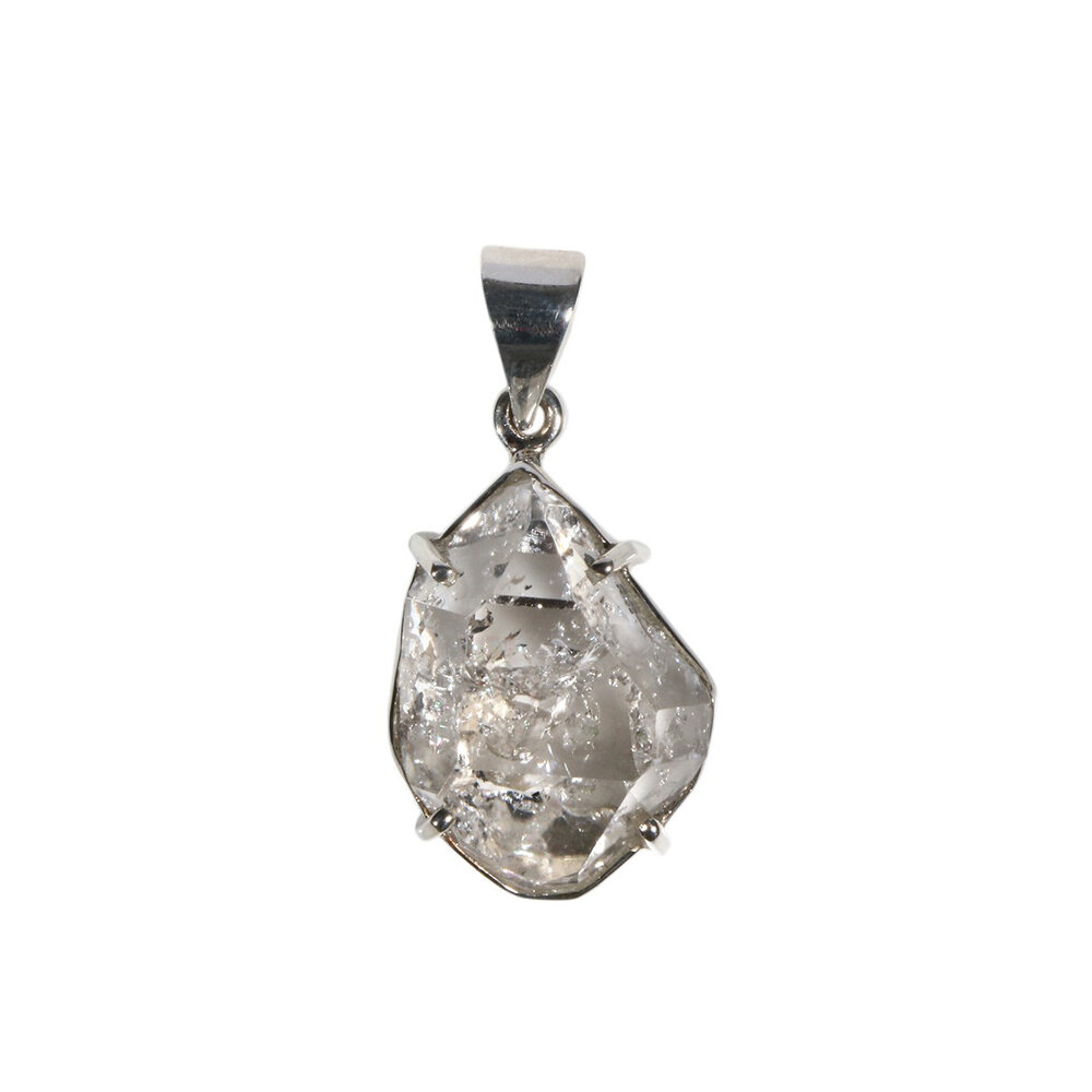 Zilveren hanger Herkimer diamant facet | druppel 2,3 x 1,7 cm Zilveren hanger Herkimer diamant facet | druppel 2,3 x 1,7 cm
