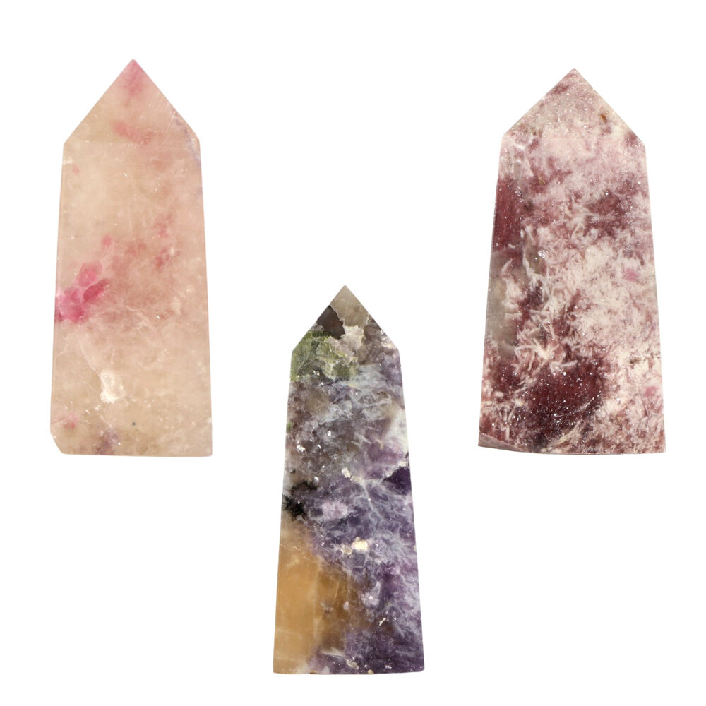 Lepidoliet met roze toermalijn (unicorn stone) obelisk 7 - 9 cm Lepidoliet met roze toermalijn (unicorn stone) obelisk 7 - 9 cm