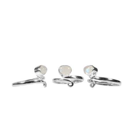Zilveren ring maansteen (regenboog) maat 18 | ovaal krul 8 x 6 mm Zilveren ring maansteen (regenboog) maat 18 | ovaal krul 8 x 6 mm