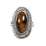 Zilveren ring tijgeroog maat 21 1/2 | ovaal grote rand Zilveren ring tijgeroog maat 21 1/2 | ovaal grote rand