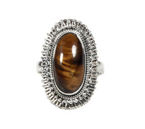Zilveren ring tijgeroog maat 21 1/2 | ovaal grote rand Zilveren ring tijgeroog maat 21 1/2 | ovaal grote rand