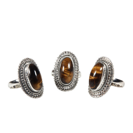 Zilveren ring tijgeroog maat 21 1/2 | ovaal grote rand Zilveren ring tijgeroog maat 21 1/2 | ovaal grote rand