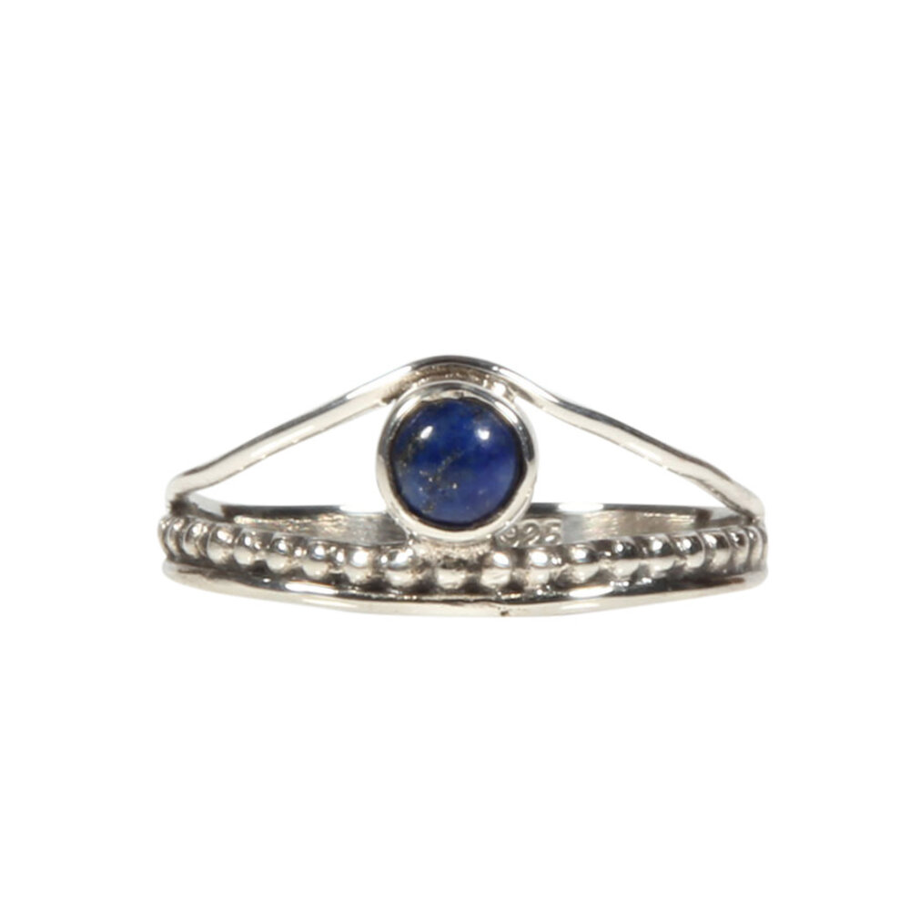 Zilveren ring lapis lazuli maat 19 | rond boogje Zilveren ring lapis lazuli maat 19 | rond boogje