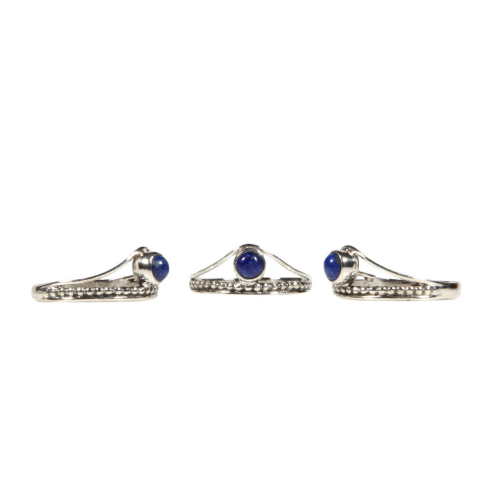 Zilveren ring lapis lazuli maat 19 | rond boogje Zilveren ring lapis lazuli maat 19 | rond boogje