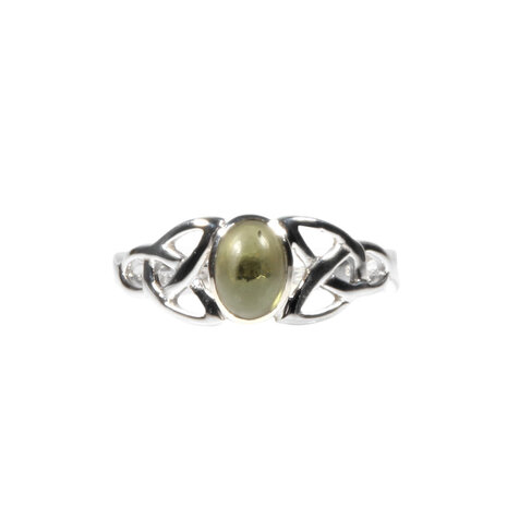Zilveren ring moldaviet maat 18 1/2 | keltisch ovaal cabochon 7 x 5 mm Zilveren ring moldaviet maat 18 1/2 | keltisch ovaal cabochon 7 x 5 mm