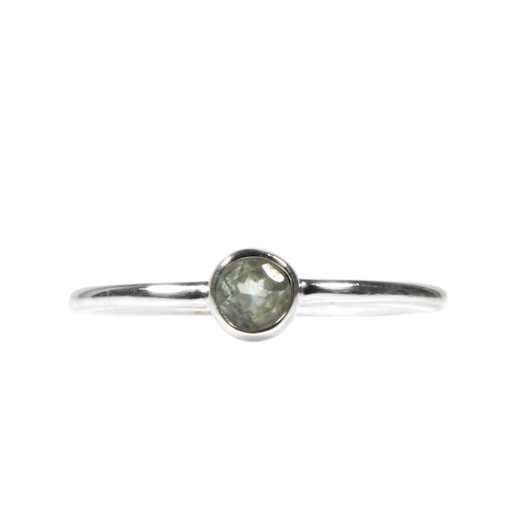 Zilveren ring aquamarijn maat 18 | rond facet 5 mm