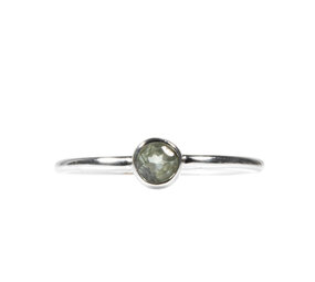 Zilveren ring aquamarijn maat 18 | rond facet 5 mm