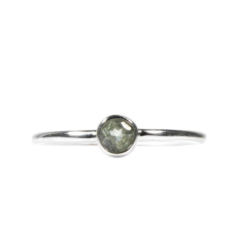 Zilveren ring aquamarijn maat 18 | rond facet 5 mm