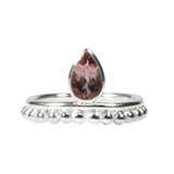 Zilveren ring toermalijn (roze) maat 18 | druppel facet bolletjes Zilveren ring toermalijn (roze) maat 18 | druppel facet bolletjes