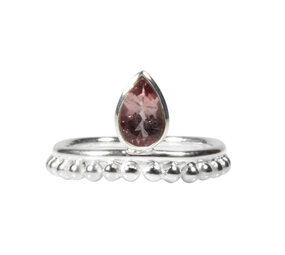 Zilveren ring toermalijn (roze) maat 18 | druppel facet bolletjes Zilveren ring toermalijn (roze) maat 18 | druppel facet bolletjes