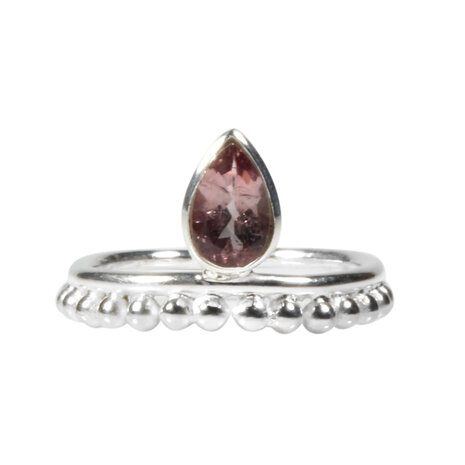 Zilveren ring toermalijn (roze) maat 18 | druppel facet bolletjes Zilveren ring toermalijn (roze) maat 18 | druppel facet bolletjes