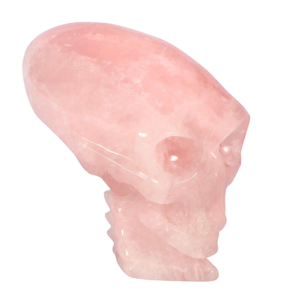 Rozenkwarts alien traveller schedel 13,4 x 6,4 x 11,4 cm | 976 gram Rozenkwarts alien traveller schedel 13,4 x 6,4 x 11,4 cm | 976 gram
