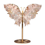 Amethist (roze) met bloemagaat vlinder op standaard 16,5 x 22,5 cm | 560 gram