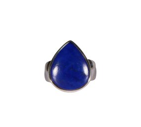 Zilveren ring lapis lazuli maat 17 | druppel 1,8 x 1,5 cm Zilveren ring lapis lazuli maat 17 | druppel 1,8 x 1,5 cm