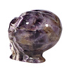 Amethist (chevron) met tijgeroog ogen alien schedel 9,3 x 6,4 x 7 cm | 440 gram Amethist (chevron) met tijgeroog ogen alien schedel 9,3 x 6,4 x 7 cm | 440 gram