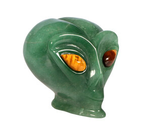 Aventurijn met tijgeroog ogen alien schedel 9 x 6,8 x 7 cm | 468 gram Aventurijn met tijgeroog ogen alien schedel 9 x 6,8 x 7 cm | 468 gram