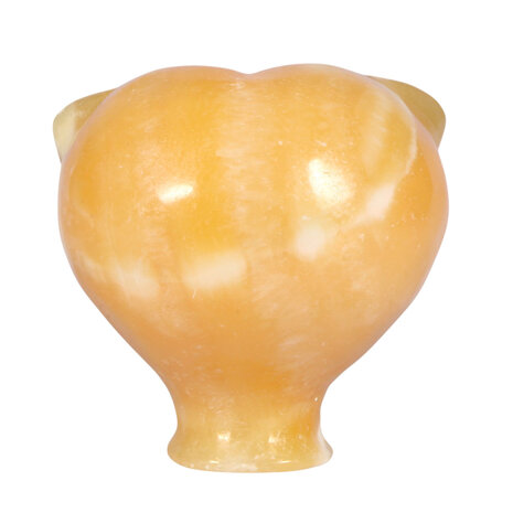 Calciet (oranje) met tijgeroog ogen alien schedel 8,8 x 6,9 x 6,9 cm | 450 gram Calciet (oranje) met tijgeroog ogen alien schedel 8,8 x 6,9 x 6,9 cm | 450 gram