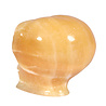 Calciet (oranje) met tijgeroog ogen alien schedel 8,7 x 6,9 x 6,9 cm | 449 gram