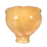 Calciet (oranje) met tijgeroog ogen alien schedel 8,7 x 6,9 x 6,9 cm | 449 gram