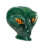 Fluoriet (groen) met tijgeroog ogen alien schedel 9,3 x 6,9 x 7,3 cm | 543 gram Fluoriet (groen) met tijgeroog ogen alien schedel 9,3 x 6,9 x 7,3 cm | 543 gram