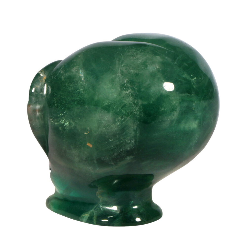 Fluoriet (groen) met tijgeroog ogen alien schedel 9,3 x 6,9 x 7,3 cm | 543 gram Fluoriet (groen) met tijgeroog ogen alien schedel 9,3 x 6,9 x 7,3 cm | 543 gram