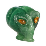 Fluoriet (groen) met tijgeroog ogen alien schedel 8,9 x 6,9 x 7,2 cm | 554 gram Fluoriet (groen) met tijgeroog ogen alien schedel 8,9 x 6,9 x 7,2 cm | 554 gram
