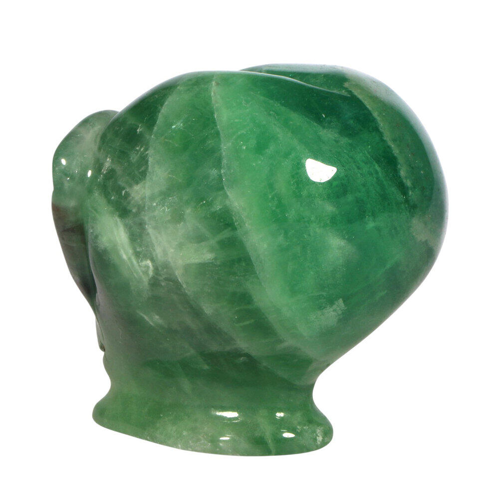 Fluoriet (groen) met tijgeroog ogen alien schedel 8,9 x 6,9 x 7,2 cm | 554 gram Fluoriet (groen) met tijgeroog ogen alien schedel 8,9 x 6,9 x 7,2 cm | 554 gram