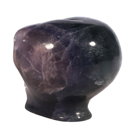Fluoriet (paars) met tijgeroog ogen alien schedel 9 x 7,3 x 7,1 cm | 586 gram Fluoriet (paars) met tijgeroog ogen alien schedel 9 x 7,3 x 7,1 cm | 586 gram