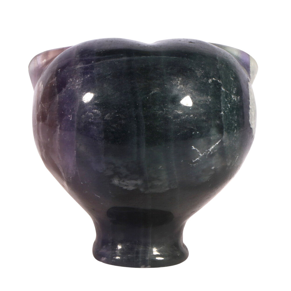 Fluoriet (paars) met tijgeroog ogen alien schedel 9 x 7,3 x 7,1 cm | 586 gram Fluoriet (paars) met tijgeroog ogen alien schedel 9 x 7,3 x 7,1 cm | 586 gram
