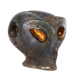 Mosagaat met tijgeroog ogen alien schedel 8,3 x 7,1 x 6,8 cm | 415 gram