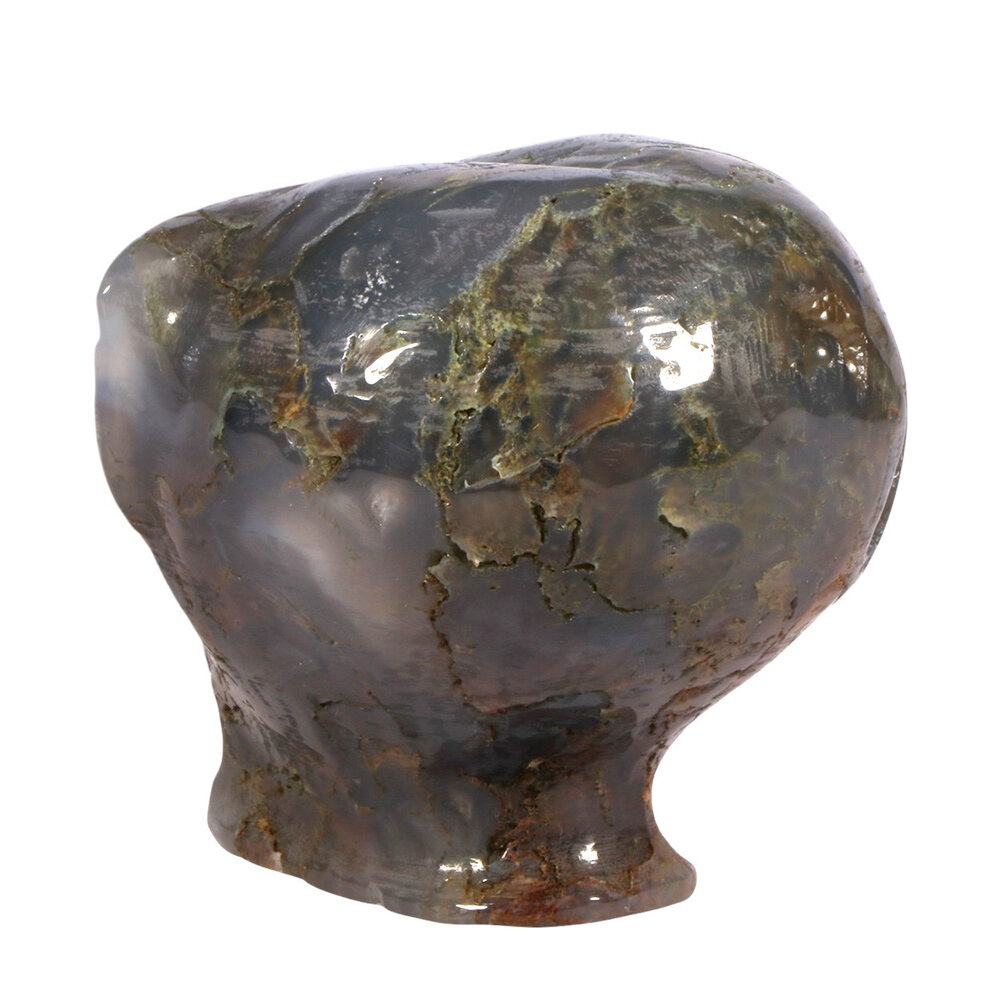 Mosagaat met tijgeroog ogen alien schedel 8,3 x 7,1 x 6,8 cm | 415 gram Mosagaat met tijgeroog ogen alien schedel 8,3 x 7,1 x 6,8 cm | 415 gram