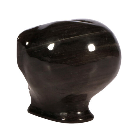 Obsidiaan (zilver) met tijgeroog ogen alien schedel 8,7 x 7 x 7,1 cm | 396 gram Obsidiaan (zilver) met tijgeroog ogen alien schedel 8,7 x 7 x 7,1 cm | 396 gram