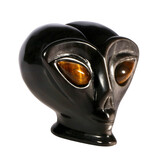 Obsidiaan (zilver) met tijgeroog ogen alien schedel 9,3 x 7,2 x 7,1 cm | 435 gram Obsidiaan (zilver) met tijgeroog ogen alien schedel 9,3 x 7,2 x 7,1 cm | 435 gram
