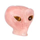 Rozenkwarts met tijgeroog ogen alien schedel 8,9 x 7 x 7 cm | 457 gram Rozenkwarts met tijgeroog ogen alien schedel 8,9 x 7 x 7 cm | 457 gram