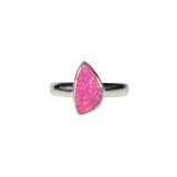Zilveren ring calciet (cobalto) (verstelbaar) maat 19 | druppel ruw 1,2 x 0,7 cm