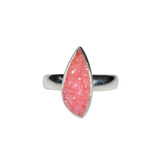 Zilveren ring calciet (cobalto) (verstelbaar) maat 19 1/2 | markies ruw 1,9 x 0,8 cm