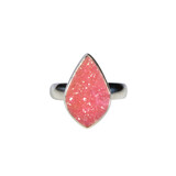 Zilveren ring calciet (cobalto) (verstelbaar) maat 18 1/2 | druppel ruw 1,8 x 1,1 cm